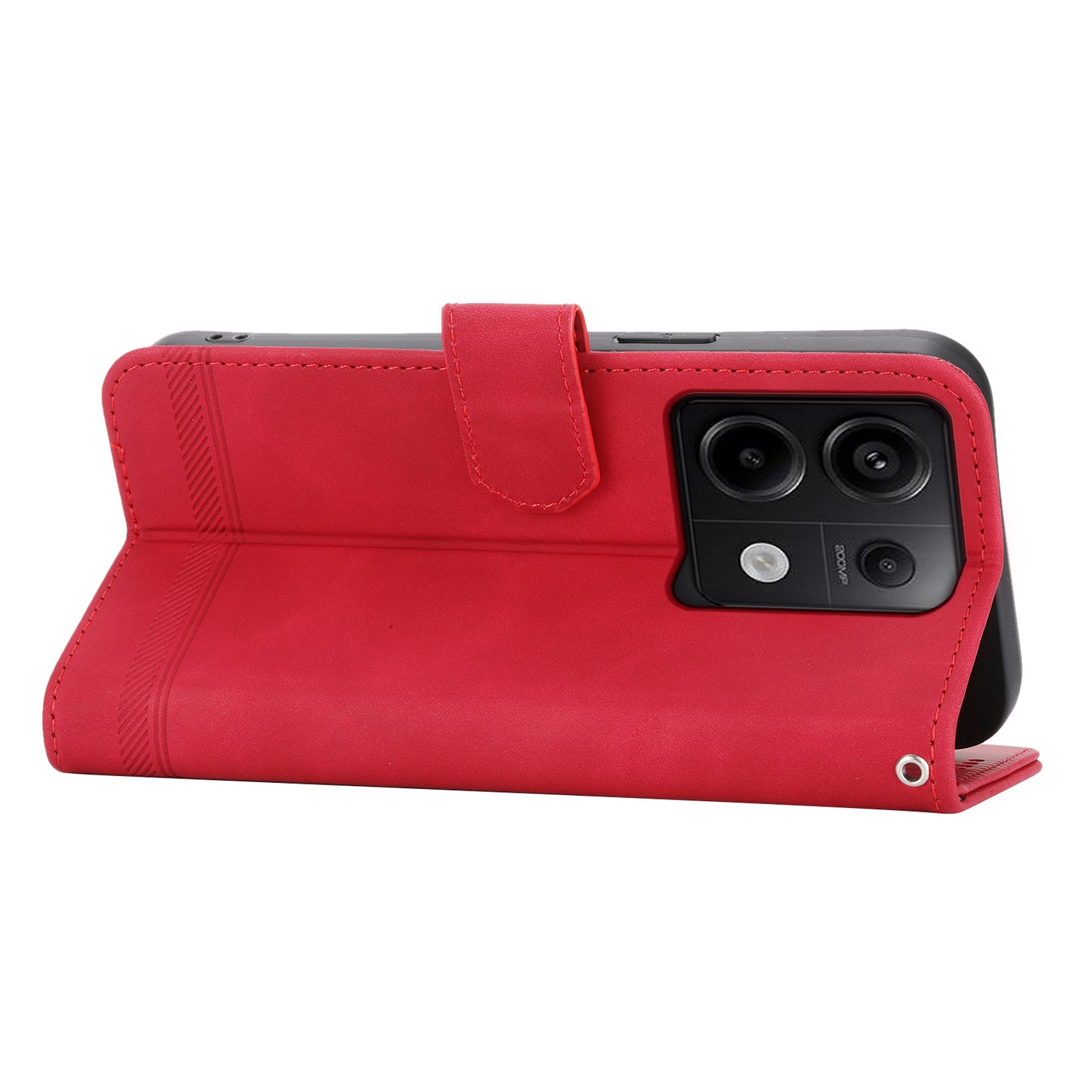DIERFENG DF-03 for Xiaomi Redmi Note 13 Pro 5G / Poco X6 5G Case Wallet Phone Cover Lines Imprint - Red