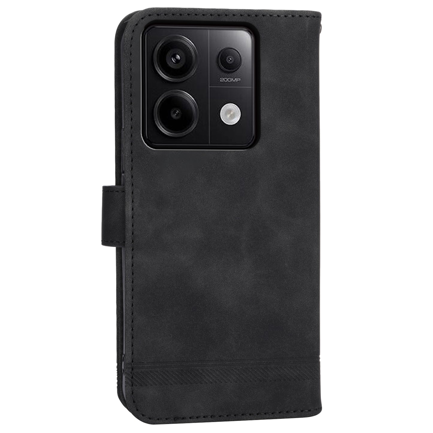 DIERFENG DF-03 for Xiaomi Redmi Note 13 Pro 5G / Poco X6 5G Case Wallet Phone Cover Lines Imprint - Black