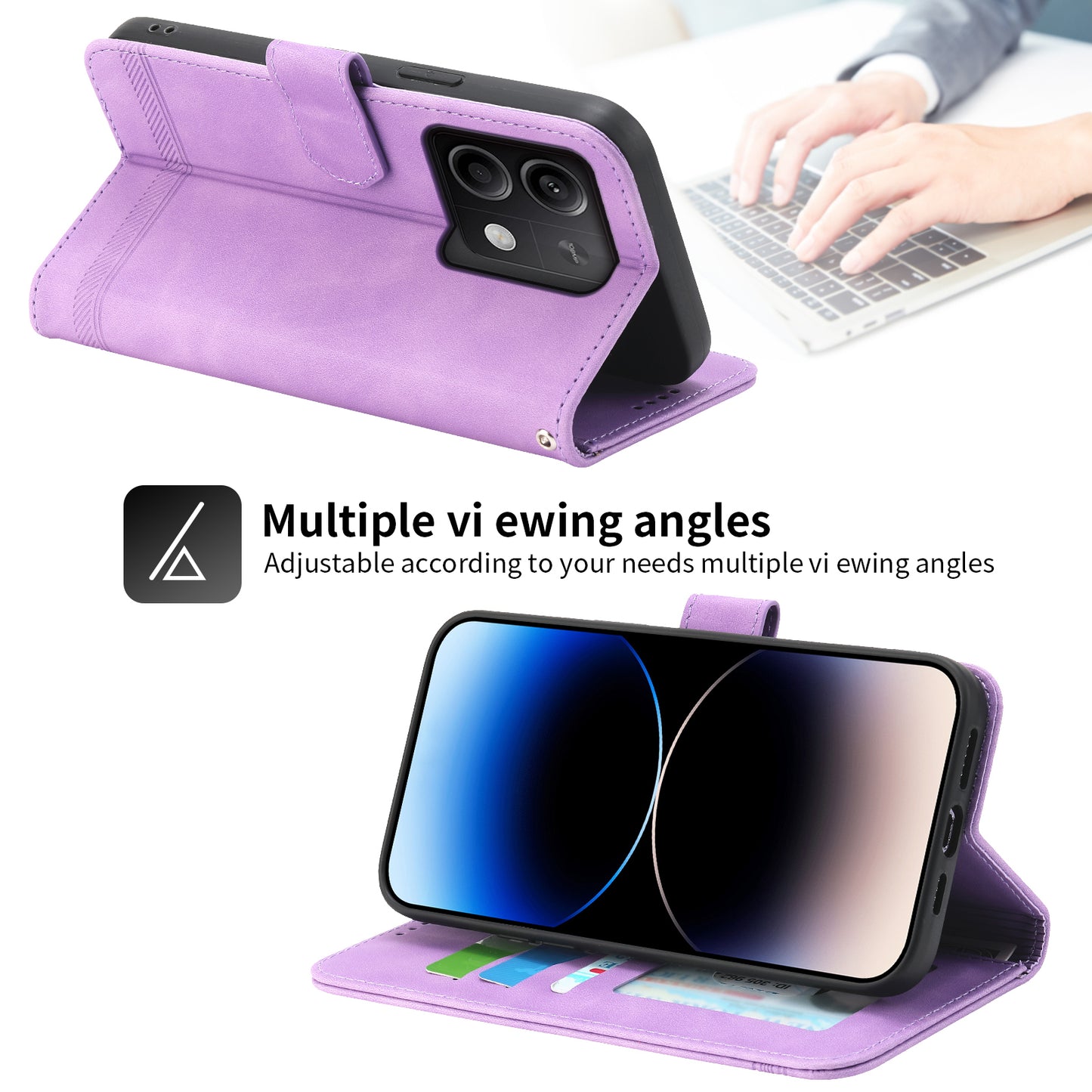 DIERFENG DF-03 for Xiaomi Redmi Note 13 5G / Note 13 5G (China) Case Wallet Leather Cover - Purple