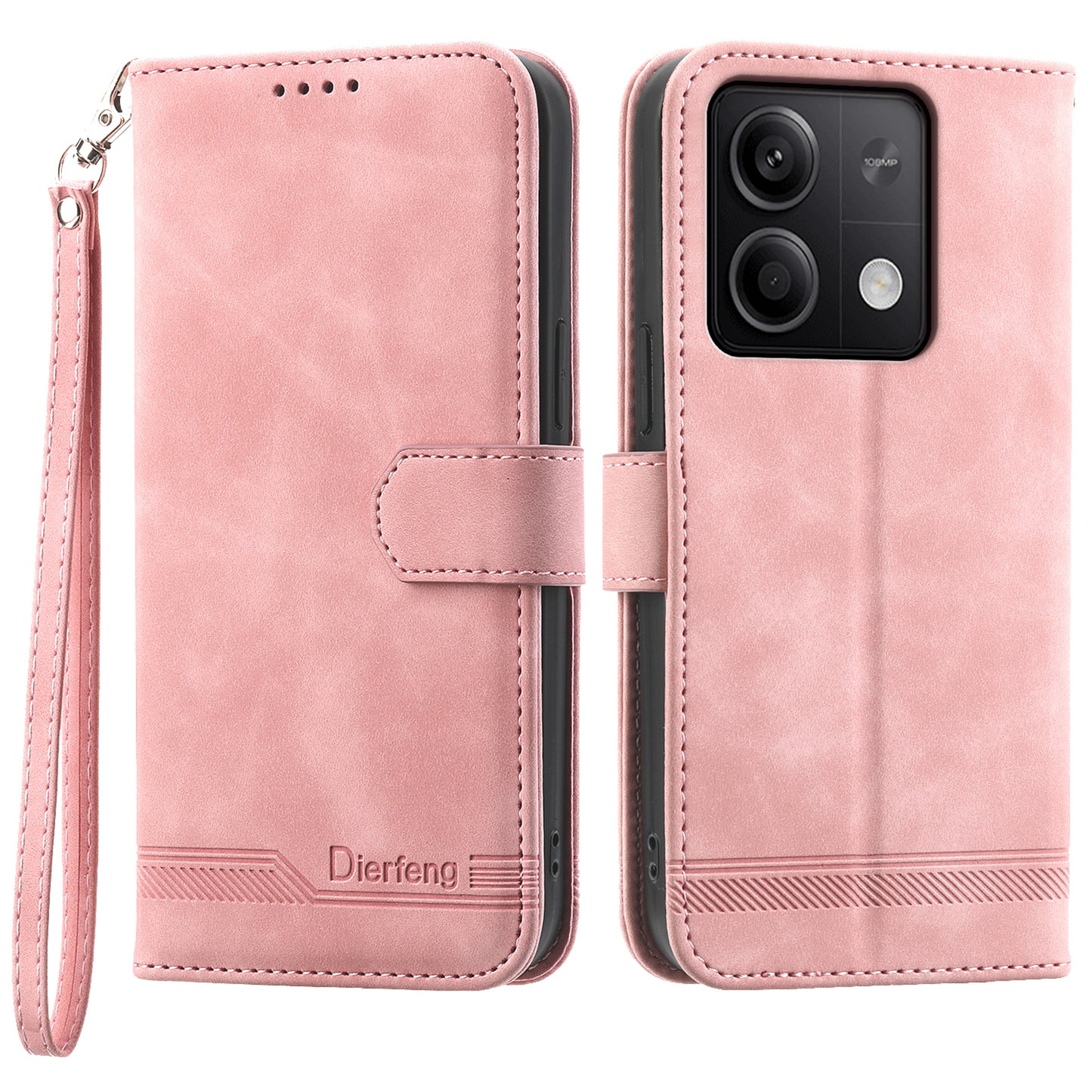 DIERFENG DF-03 for Xiaomi Redmi Note 13 5G / Note 13 5G (China) Case Wallet Leather Cover - Pink