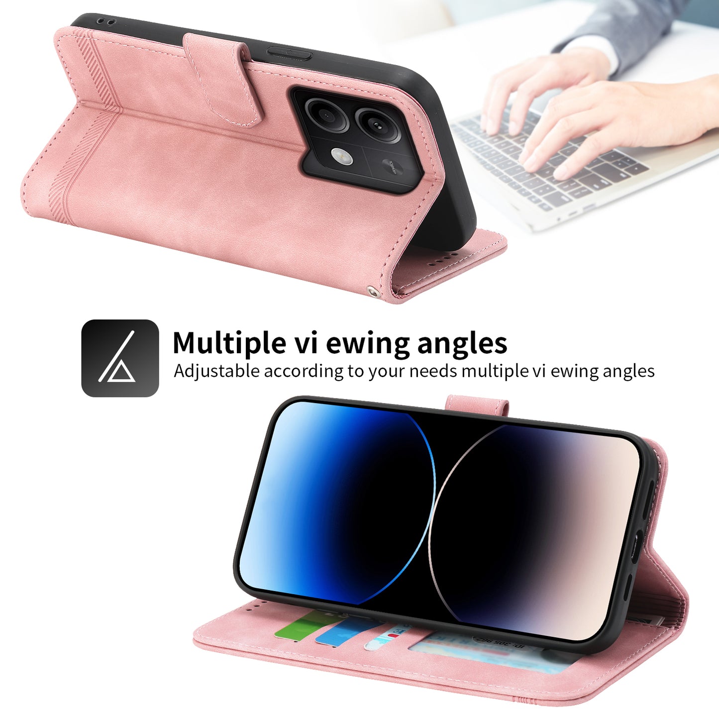 DIERFENG DF-03 for Xiaomi Redmi Note 13 5G / Note 13 5G (China) Case Wallet Leather Cover - Pink