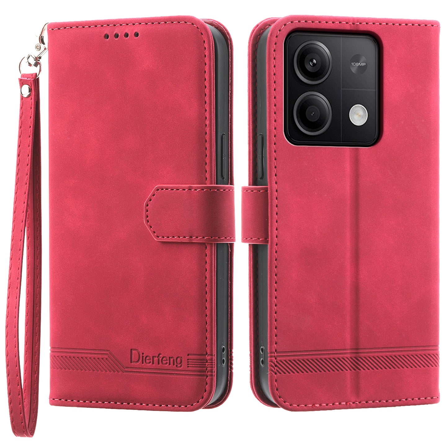DIERFENG DF-03 for Xiaomi Redmi Note 13 5G / Note 13 5G (China) Case Wallet Leather Cover - Red