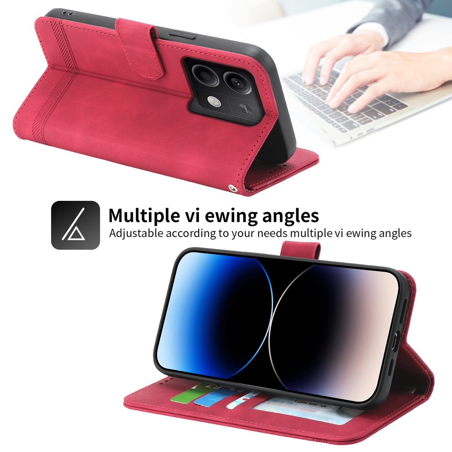 DIERFENG DF-03 for Xiaomi Redmi Note 13 5G / Note 13 5G (China) Case Wallet Leather Cover - Red