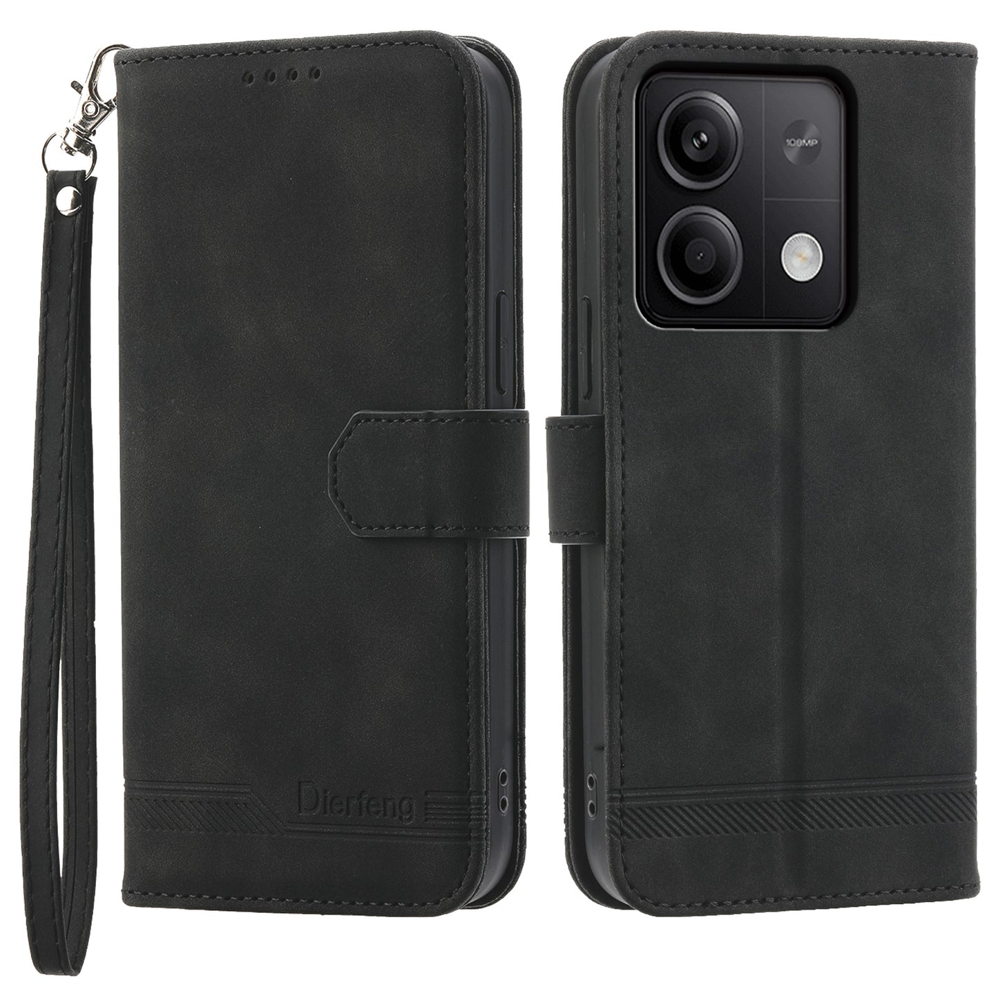 DIERFENG DF-03 for Xiaomi Redmi Note 13 5G / Note 13 5G (China) Case Wallet Leather Cover - Black