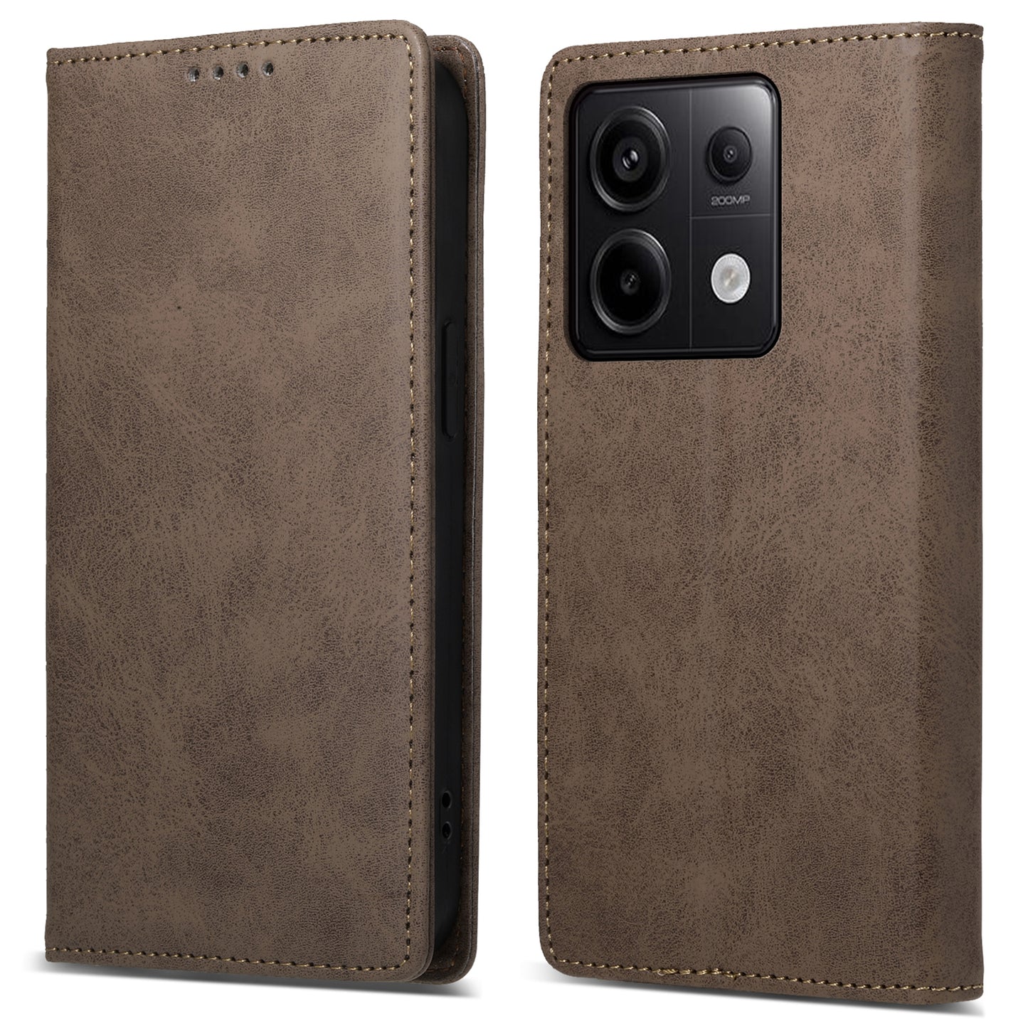 DF-05 For Xiaomi Redmi Note 13 Pro 5G / Poco X6 5G Case RFID Blocking Phone Cover Wallet - Brown