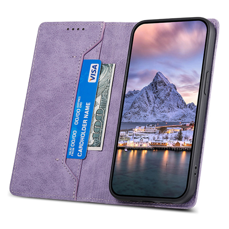 DF-05 For Xiaomi Redmi Note 13 Pro 5G / Poco X6 5G Case RFID Blocking Phone Cover Wallet - Purple