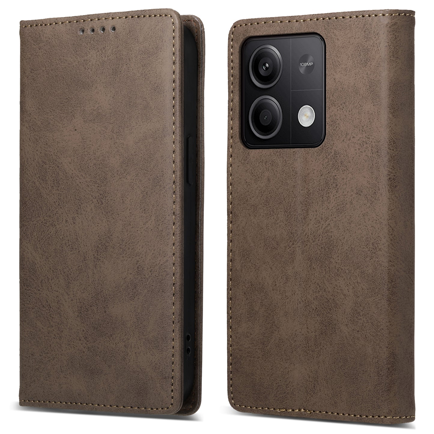 DF-05 For Xiaomi Redmi Note 13 5G / Note 13 5G (China) Case Wallet Phone Cover Magnetic Closing - Brown