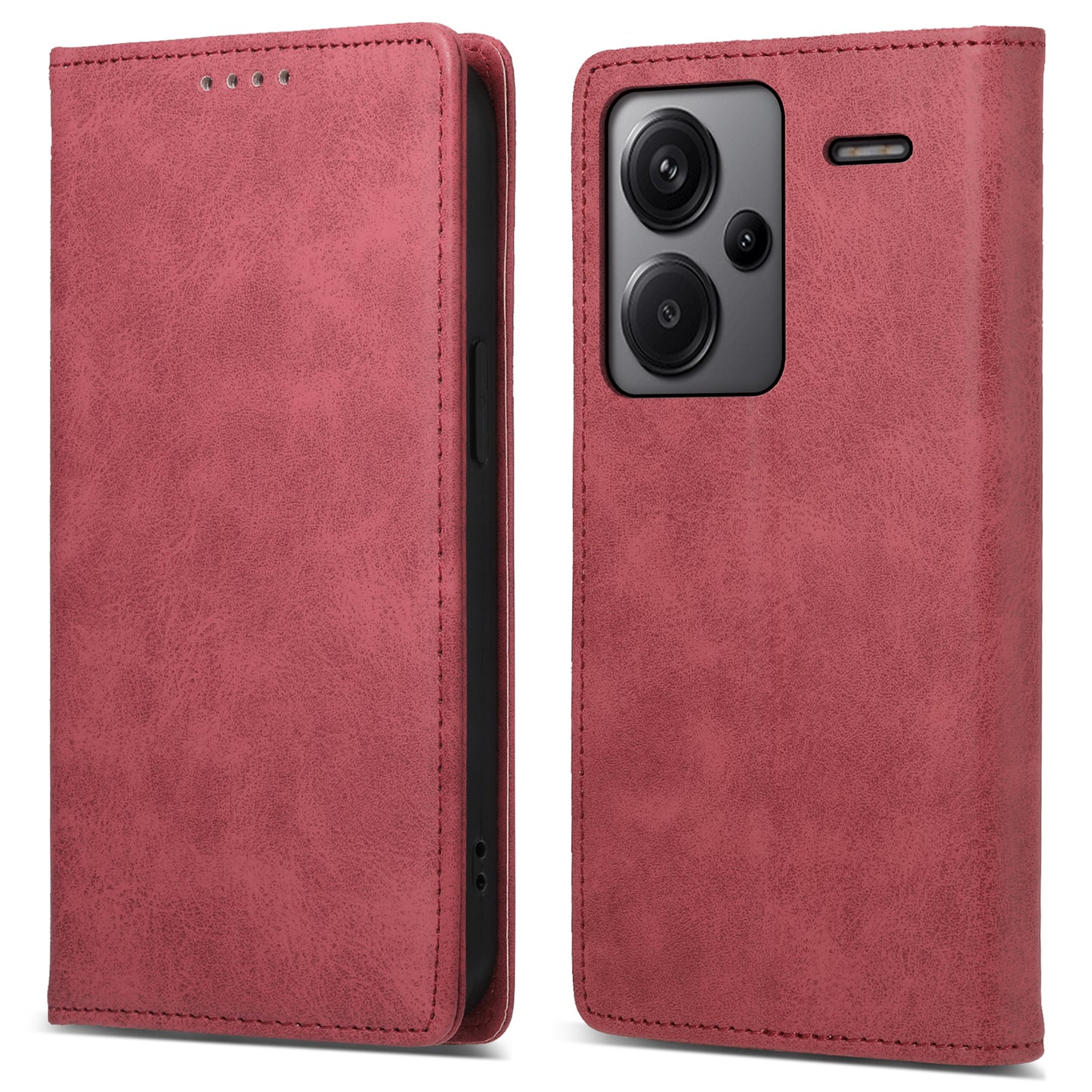 DF-05 For Xiaomi Redmi Note 13 Pro+ 5G Leather Case RFID Blocking Wallet Cover - Red