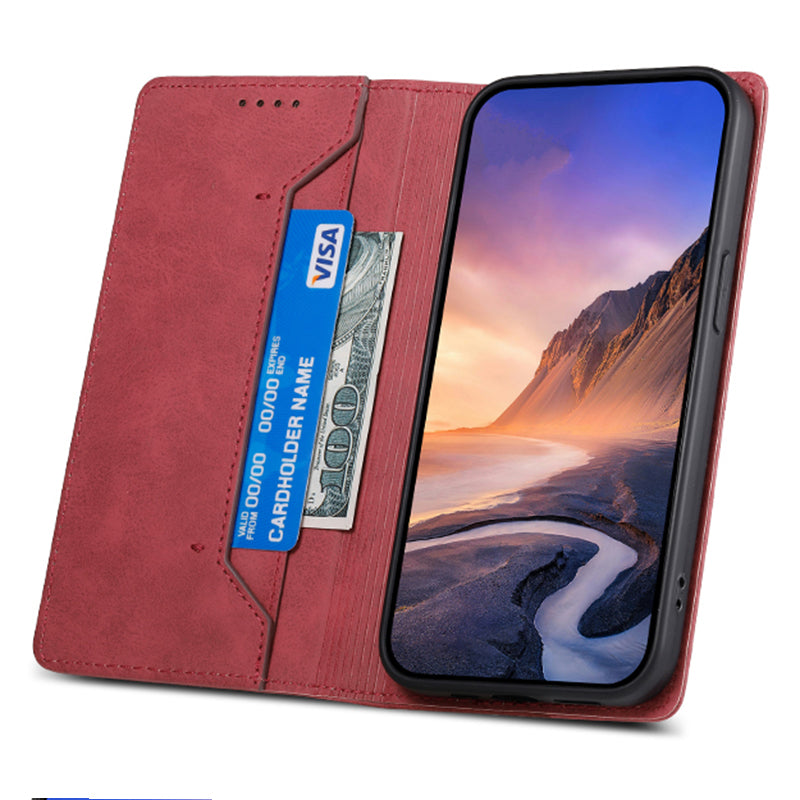 DF-05 For Xiaomi Redmi Note 13 Pro+ 5G Leather Case RFID Blocking Wallet Cover - Red