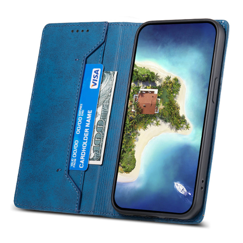 DF-05 For Xiaomi Redmi Note 13 Pro+ 5G Leather Case RFID Blocking Wallet Cover - Blue