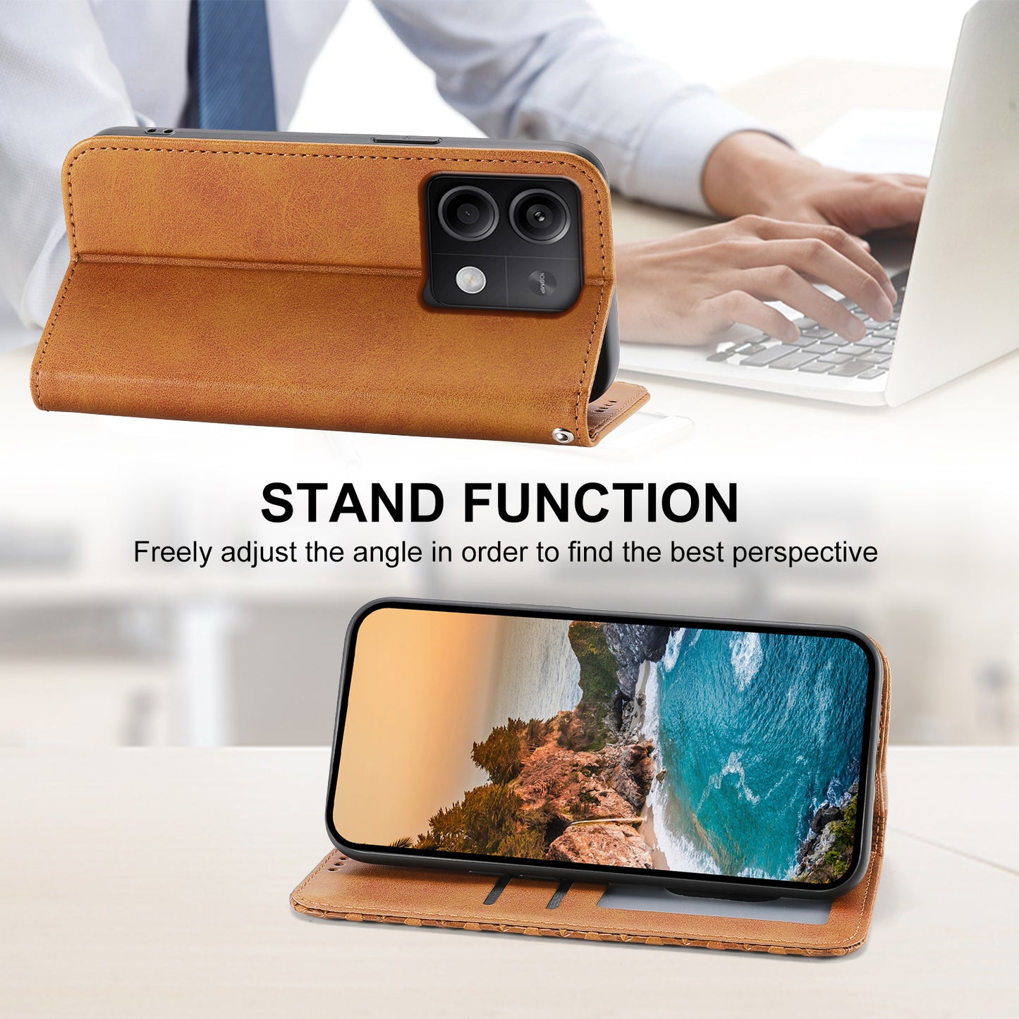 For Xiaomi Redmi Note 13 5G / Note 13 5G (China) Case with Hand Strap Wallet Leather Cover - Yellow