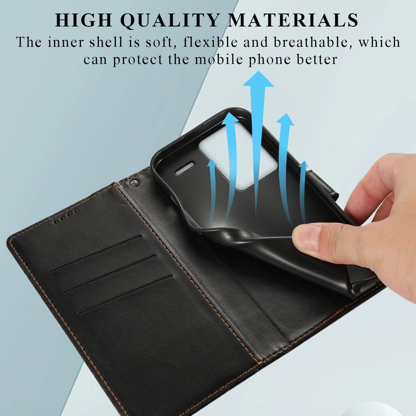 DF-06 For Xiaomi Redmi Note 13 Pro+ 5G Case Leather Cover Line Imprinted with Wallet - Black