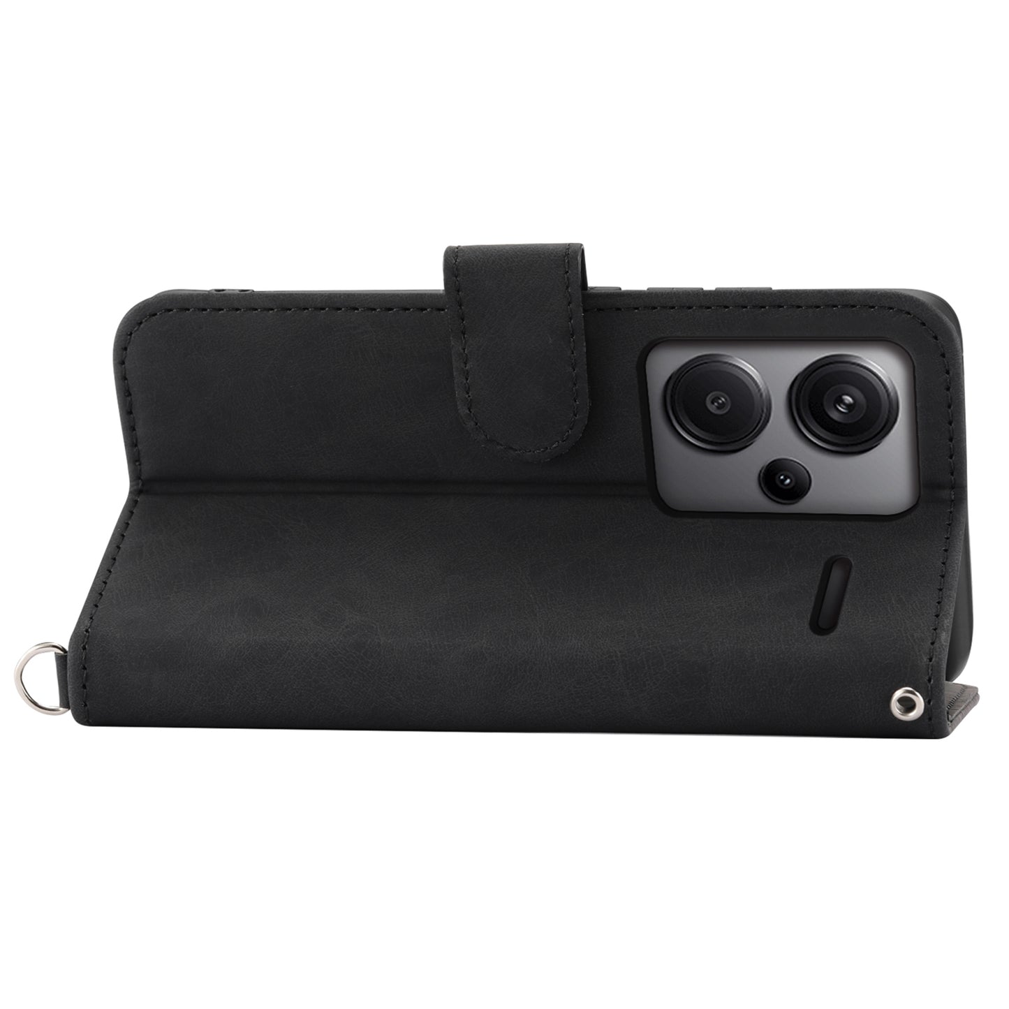 For Xiaomi Redmi Note 13 Pro+ 5G Case Crossbody Leather Phone Cover with Card Slots - Black