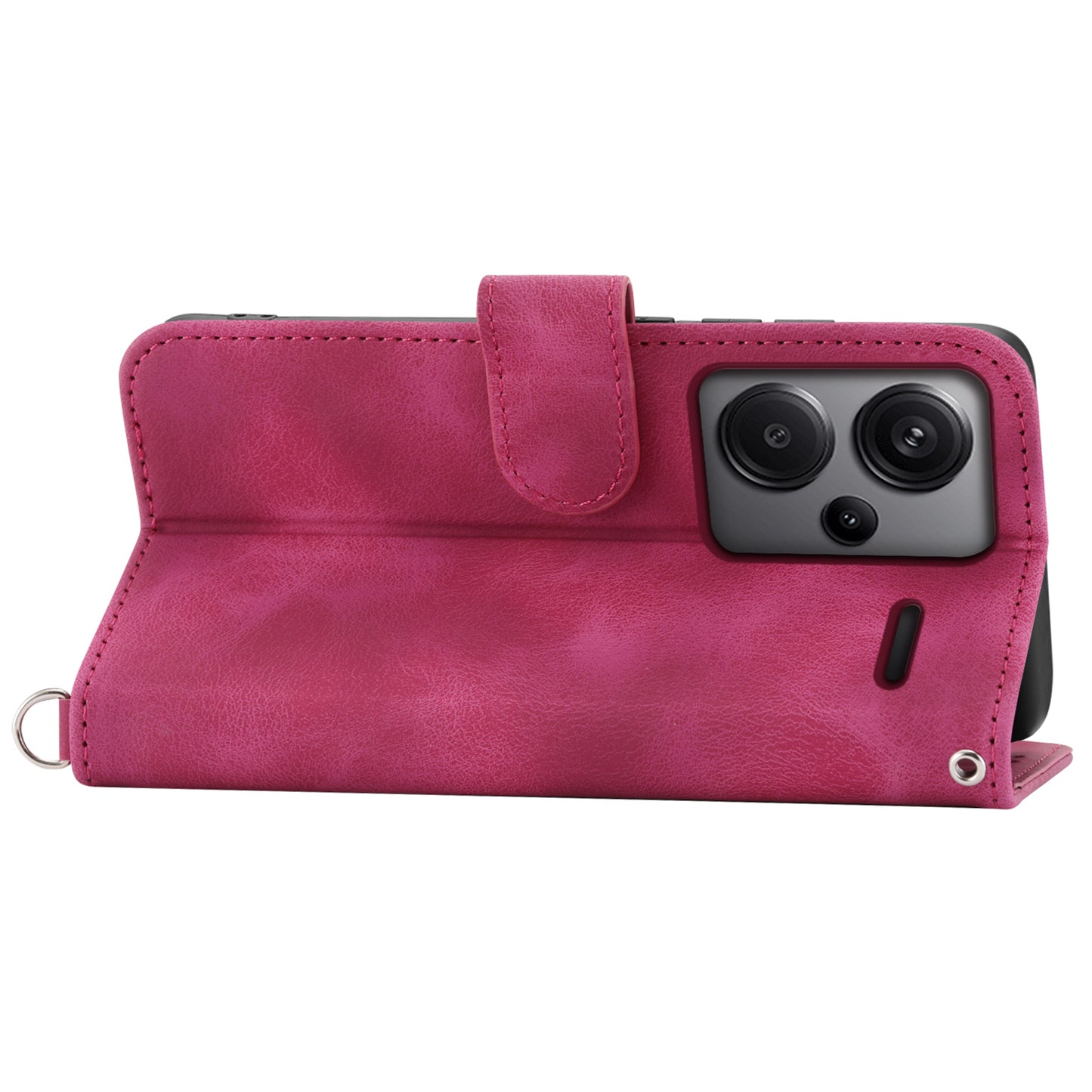 For Xiaomi Redmi Note 13 Pro+ 5G Case Crossbody Leather Phone Cover with Card Slots - Wine Red