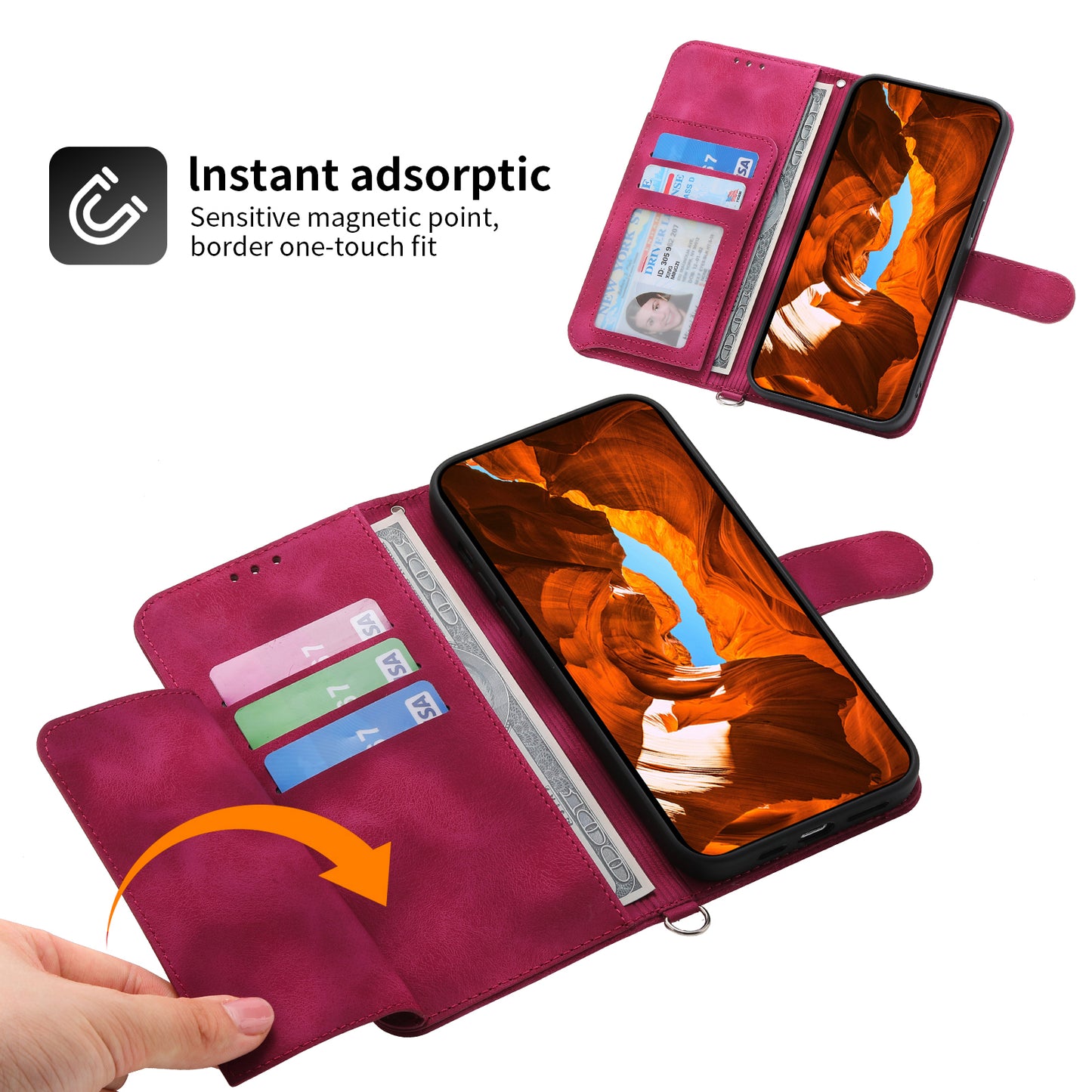 For Xiaomi Redmi Note 13 Pro+ 5G Case Crossbody Leather Phone Cover with Card Slots - Wine Red