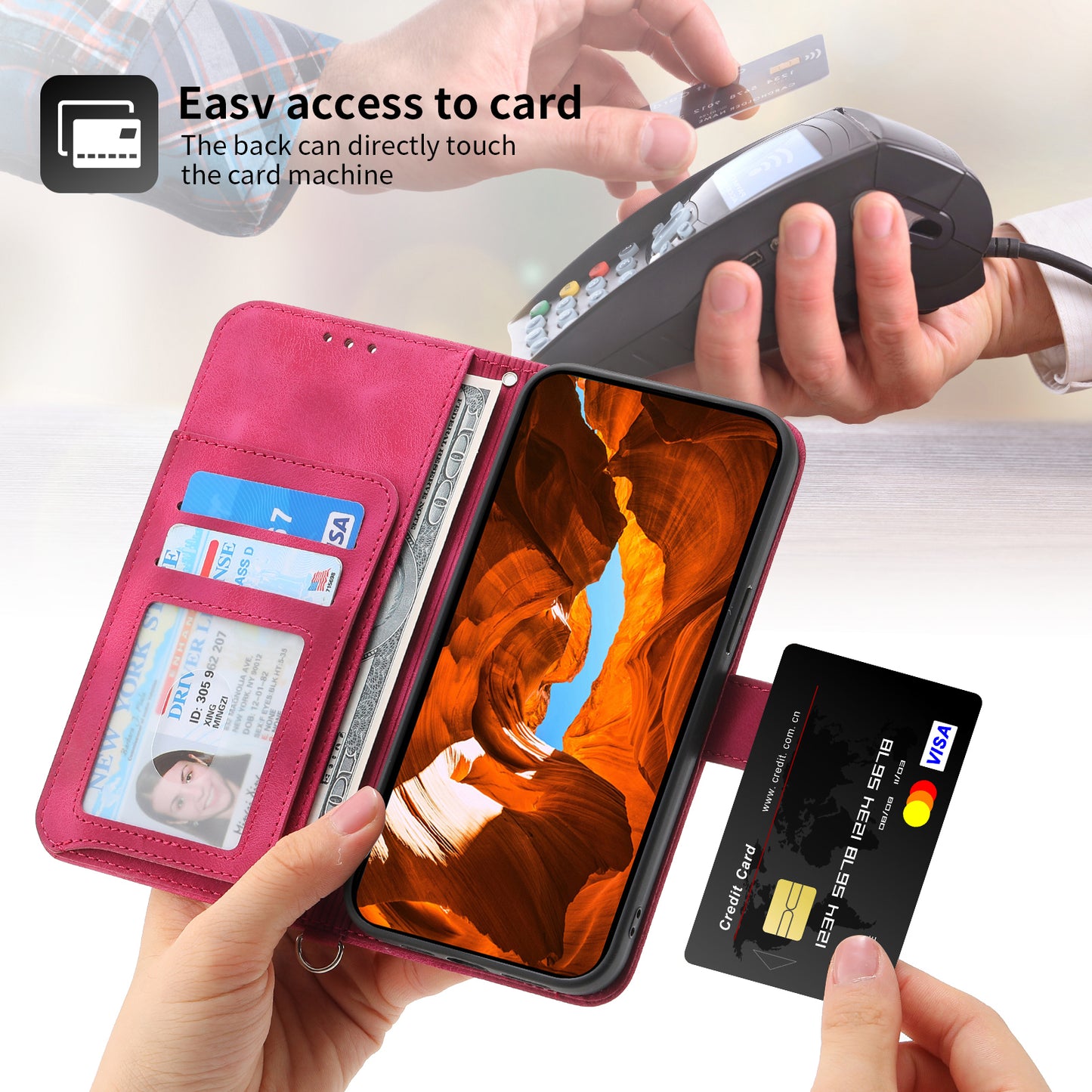 For Xiaomi Redmi Note 13 Pro+ 5G Case Crossbody Leather Phone Cover with Card Slots - Wine Red