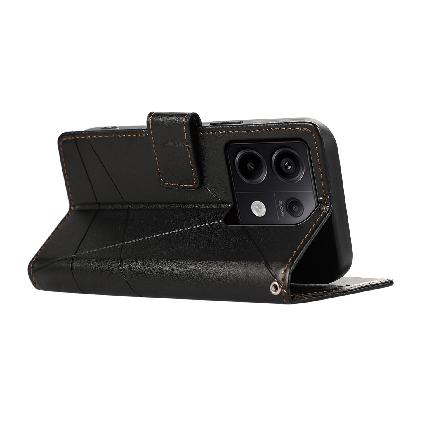 DF-06 For Xiaomi Redmi Note 13 Pro 5G / Poco X6 5G Leather Case Line Imprinted Wallet Cover - Black