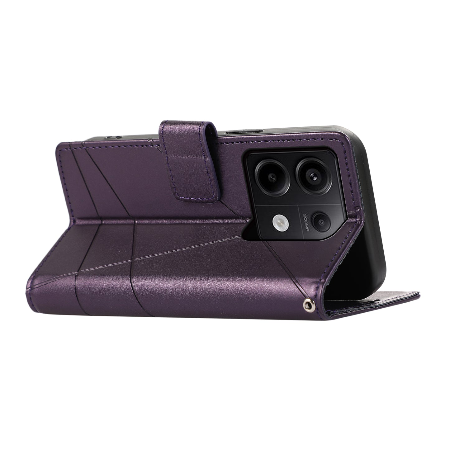 DF-06 For Xiaomi Redmi Note 13 Pro 5G / Poco X6 5G Leather Case Line Imprinted Wallet Cover - Purple