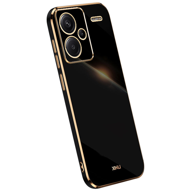 XINLI For Xiaomi Redmi Note 13 Pro+ 5G Soft TPU Case Electroplating Shockproof Phone Cover - Black