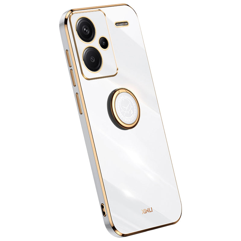 XINLI For Xiaomi Redmi Note 13 Pro+ 5G Case with Ring Kickstand TPU Phone Back Cover - White