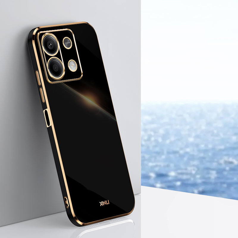 XINLI For Xiaomi Redmi Note 13 5G Case Electroplating TPU Shockproof Phone Cover Protector - Black