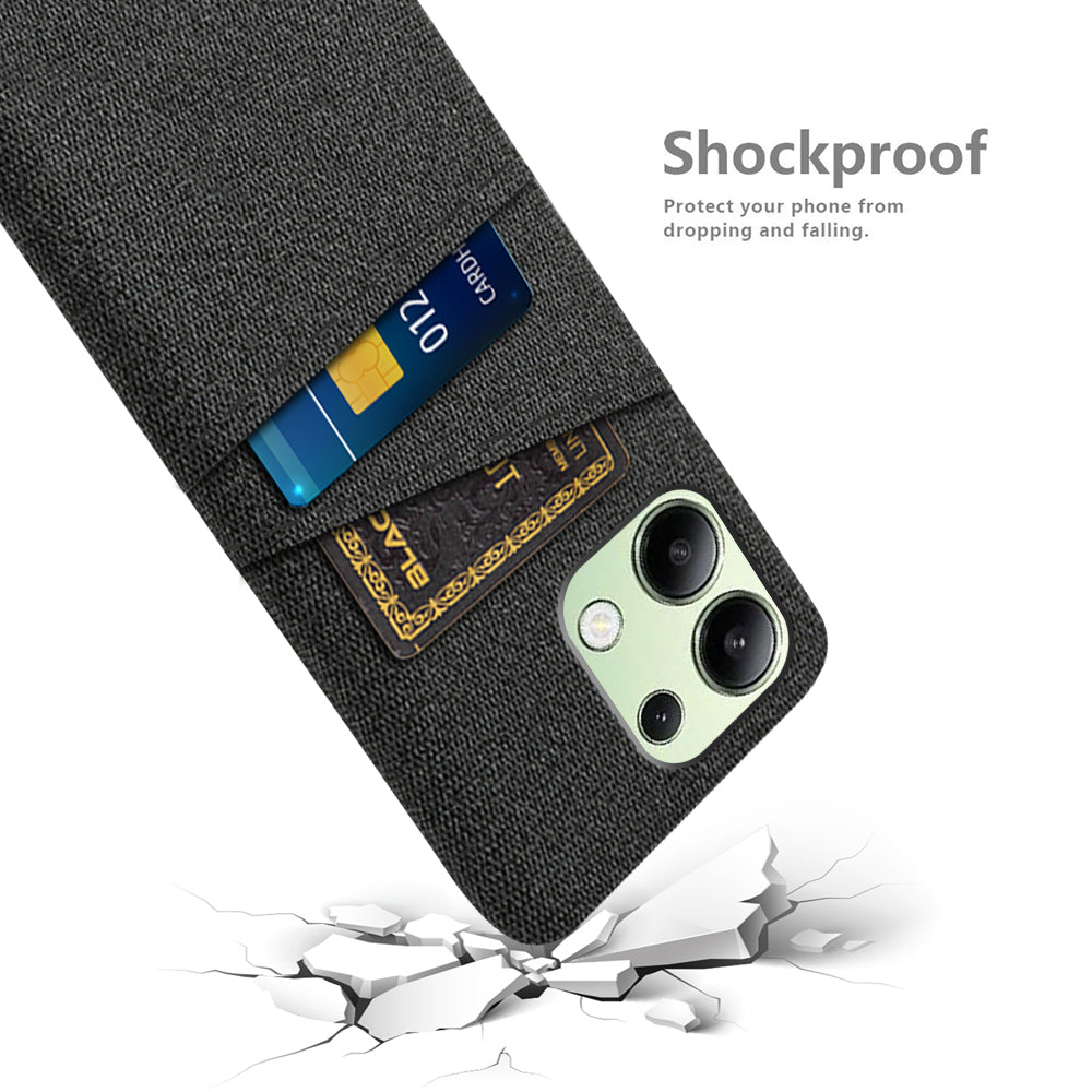 For Xiaomi Redmi Note 13 4G Phone Case Hard Protective Cover with Dual Card Holder - Black