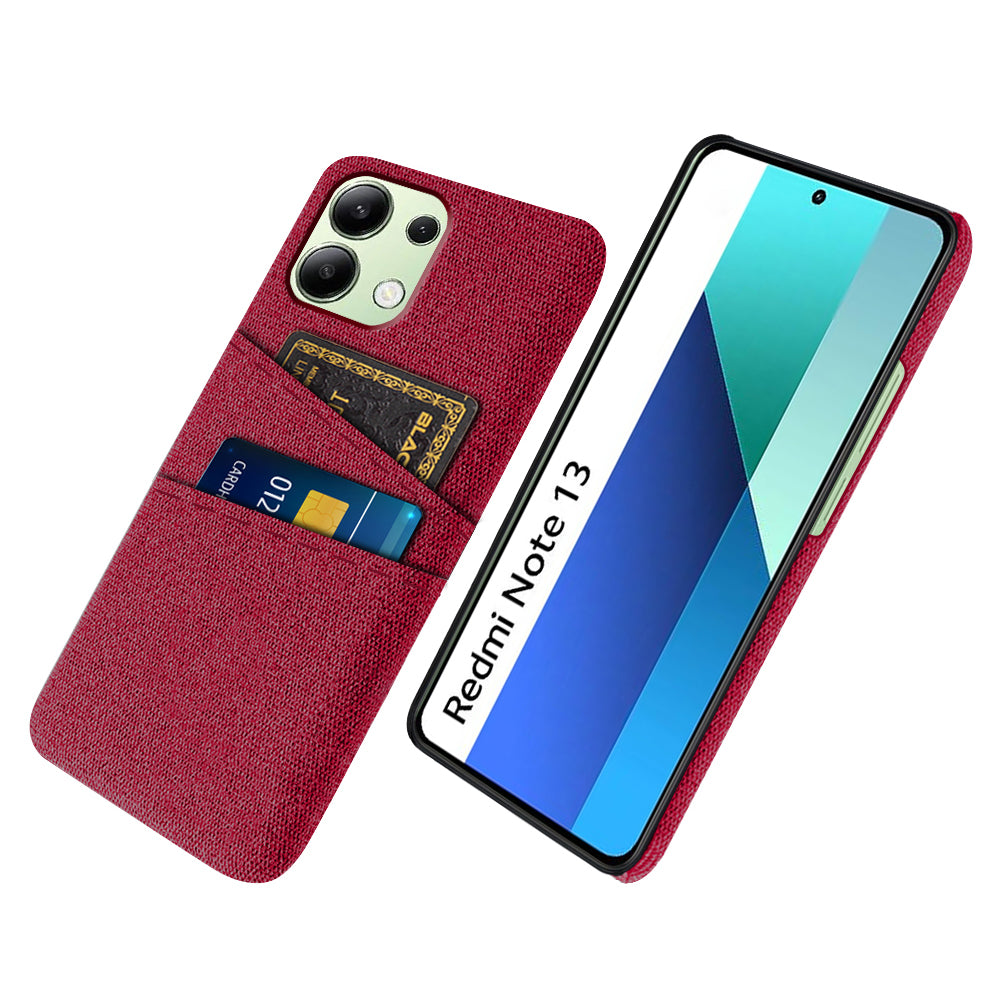 For Xiaomi Redmi Note 13 4G Phone Case Hard Protective Cover with Dual Card Holder - Red