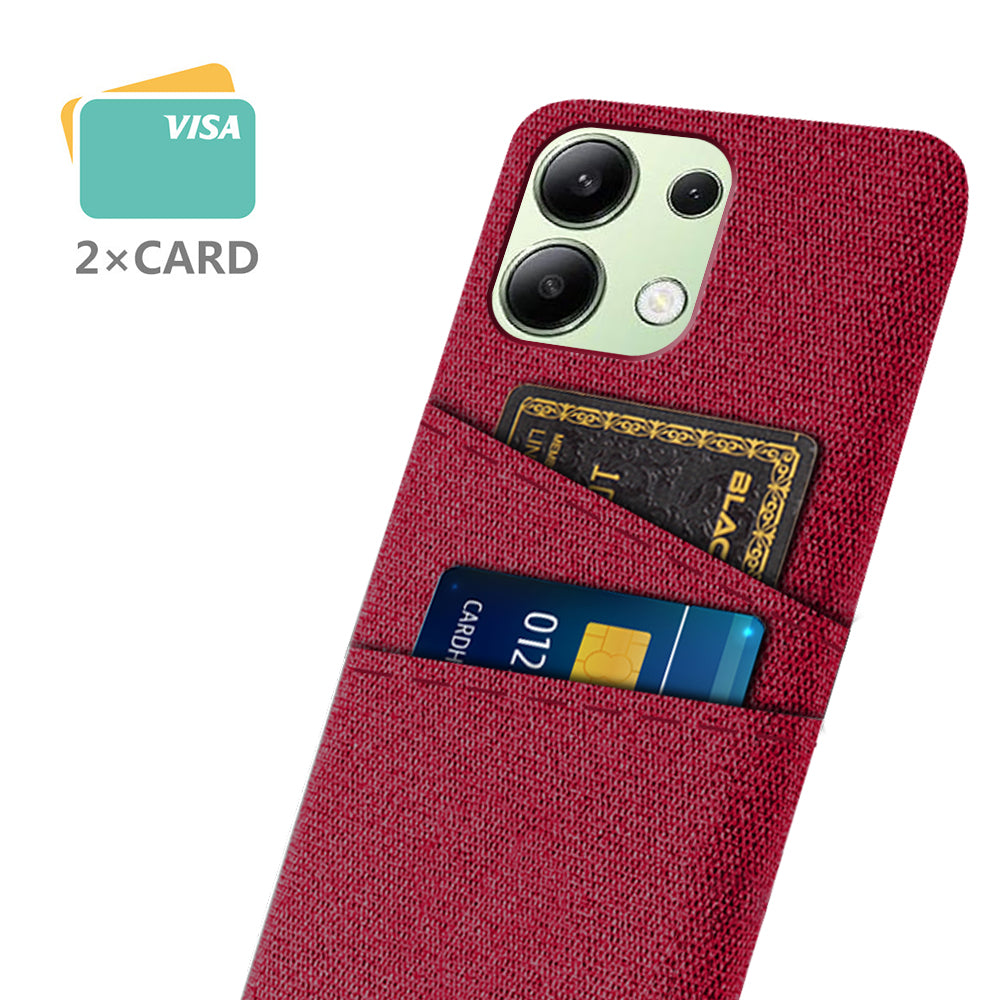 For Xiaomi Redmi Note 13 4G Phone Case Hard Protective Cover with Dual Card Holder - Red