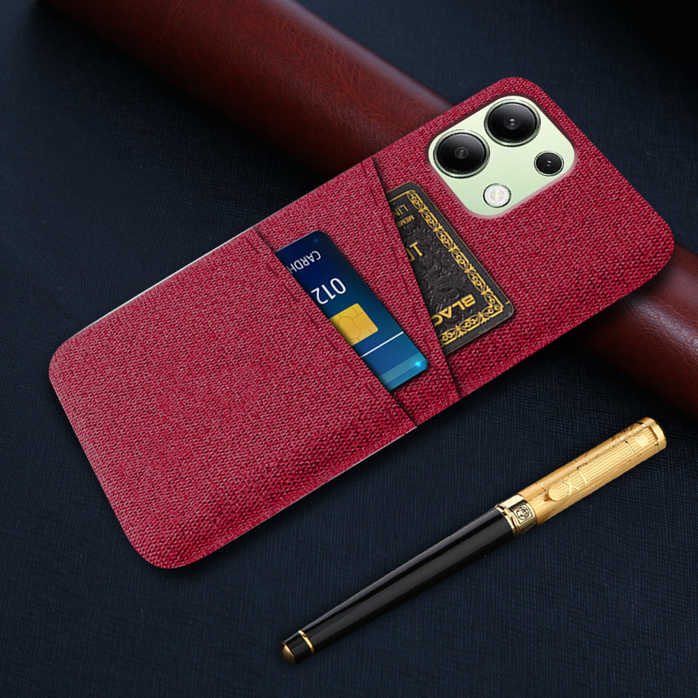 For Xiaomi Redmi Note 13 4G Phone Case Hard Protective Cover with Dual Card Holder - Red