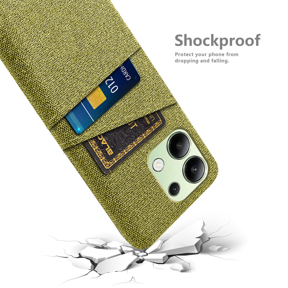 For Xiaomi Redmi Note 13 4G Phone Case Hard Protective Cover with Dual Card Holder - Yellow