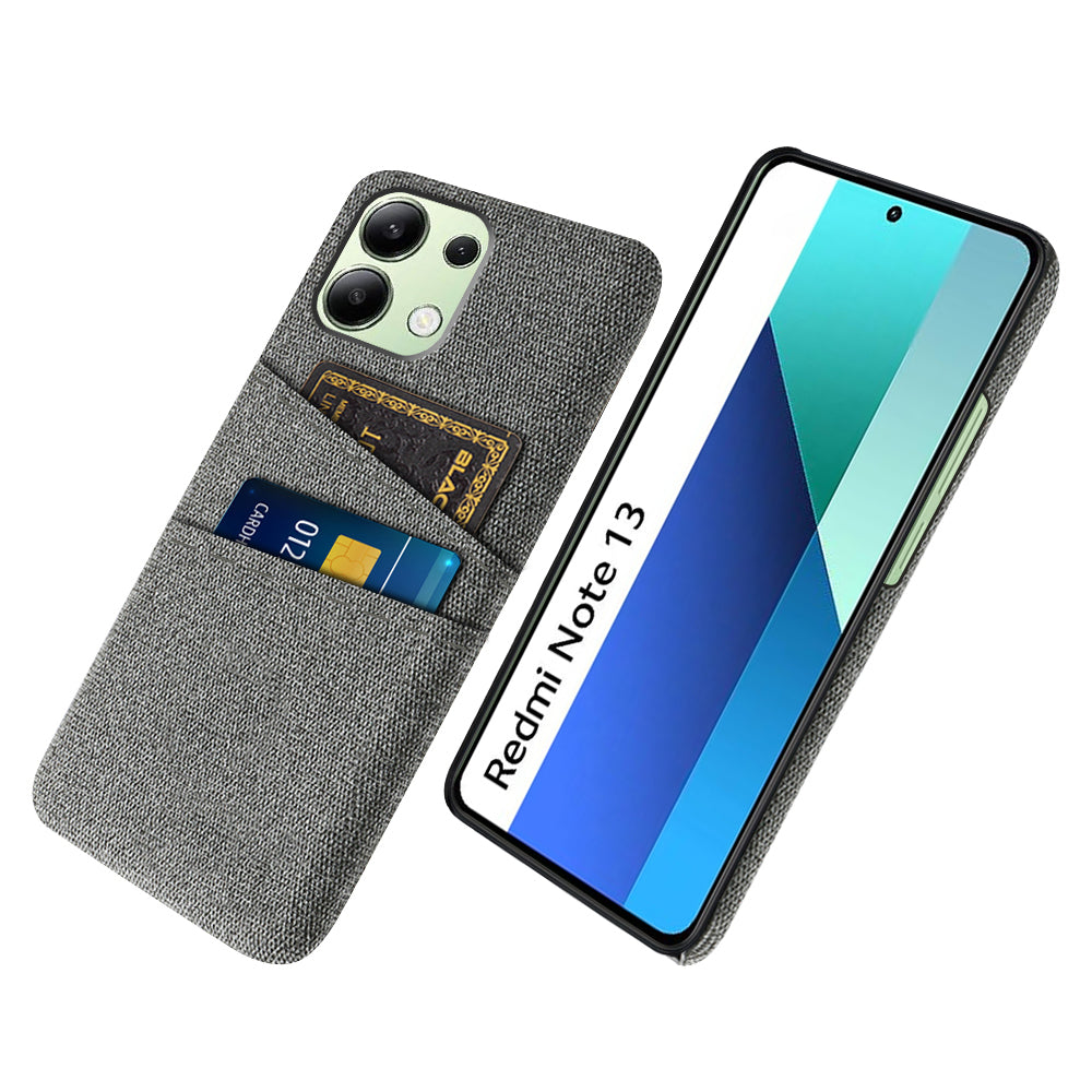 For Xiaomi Redmi Note 13 4G Phone Case Hard Protective Cover with Dual Card Holder - Grey
