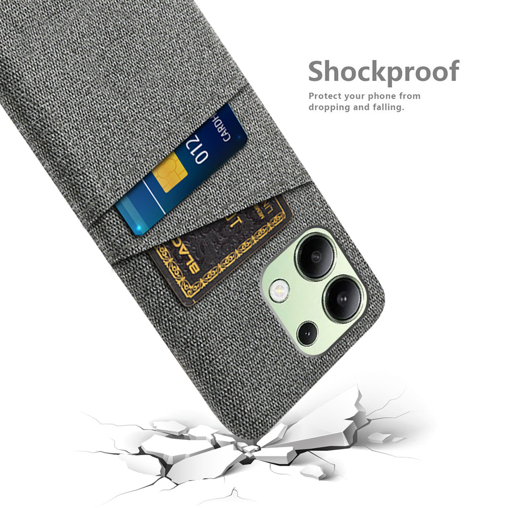 For Xiaomi Redmi Note 13 4G Phone Case Hard Protective Cover with Dual Card Holder - Grey