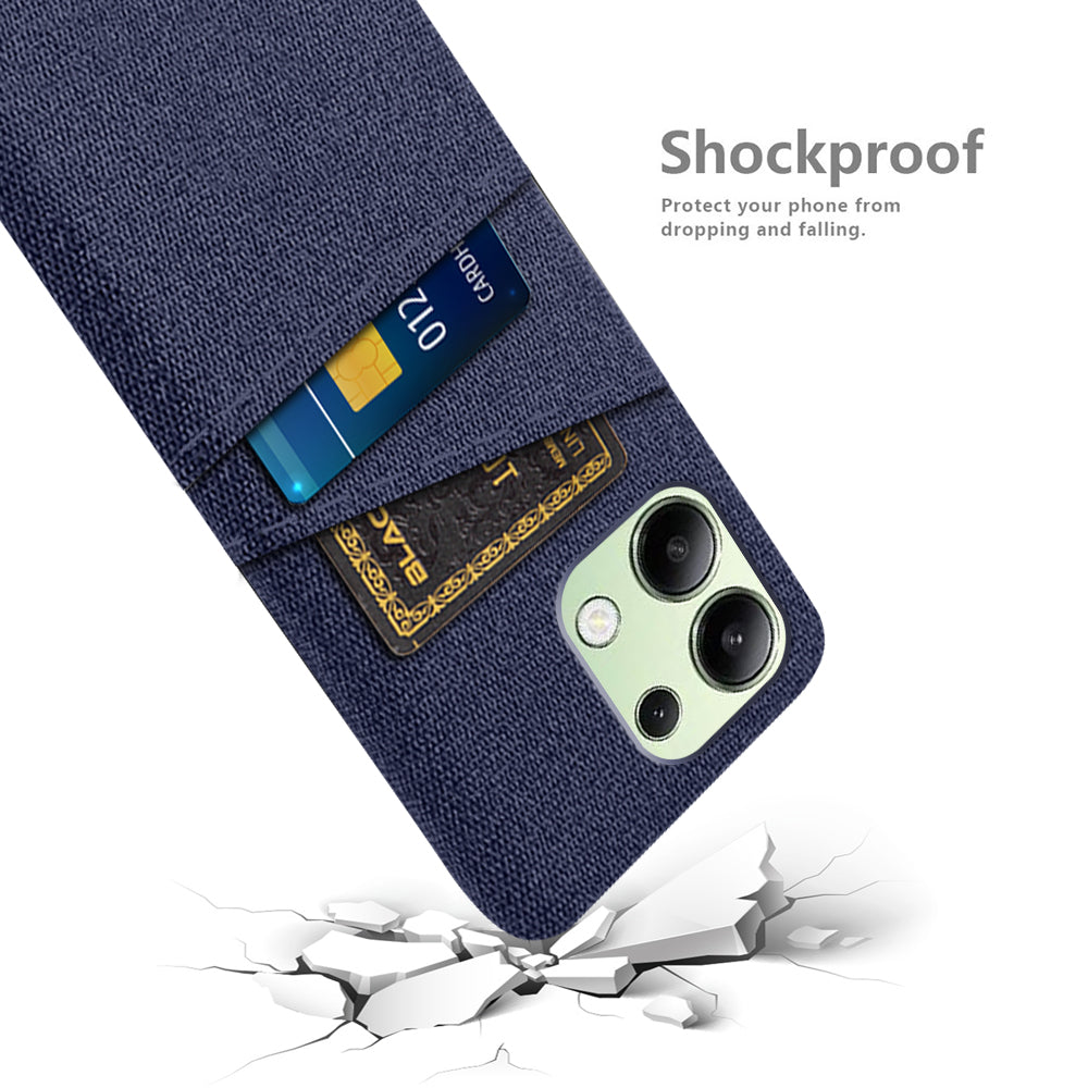 For Xiaomi Redmi Note 13 4G Phone Case Hard Protective Cover with Dual Card Holder - Blue