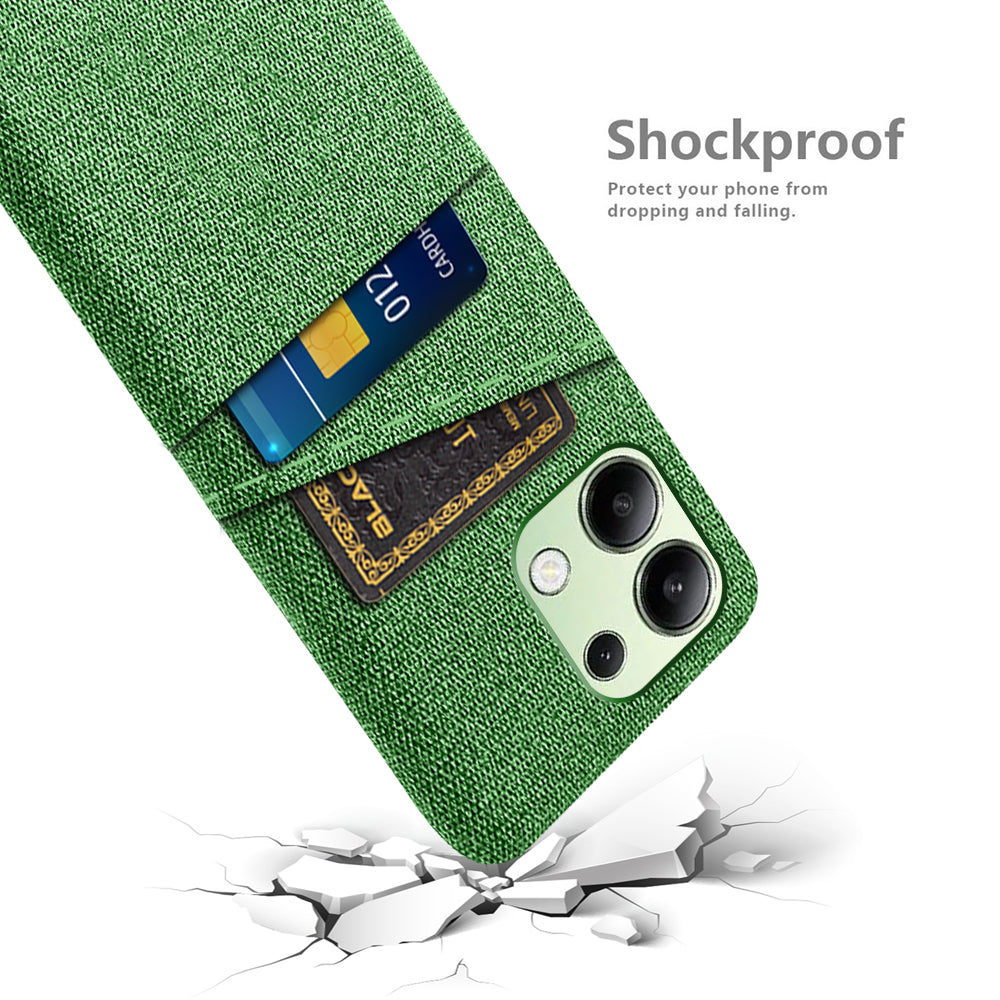 For Xiaomi Redmi Note 13 4G Phone Case Hard Protective Cover with Dual Card Holder - Green