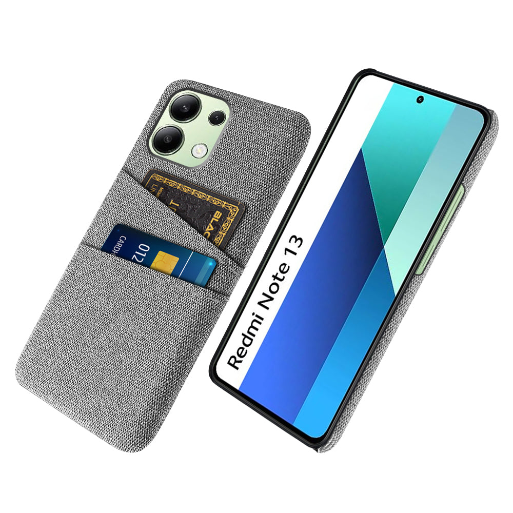 For Xiaomi Redmi Note 13 4G Phone Case Hard Protective Cover with Dual Card Holder - Light Grey