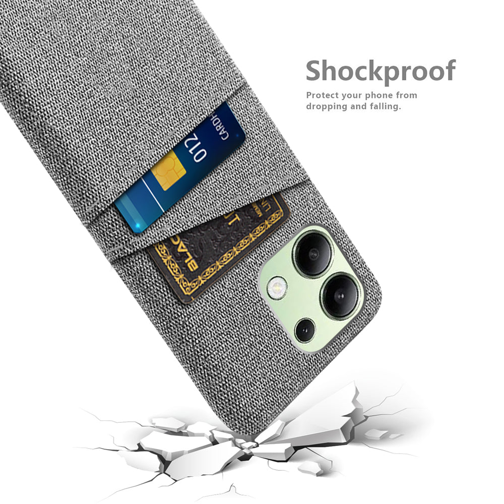 For Xiaomi Redmi Note 13 4G Phone Case Hard Protective Cover with Dual Card Holder - Light Grey