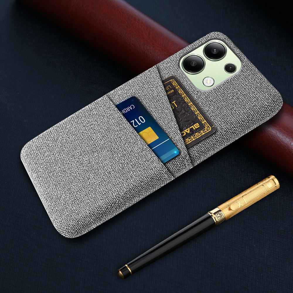 For Xiaomi Redmi Note 13 4G Phone Case Hard Protective Cover with Dual Card Holder - Light Grey