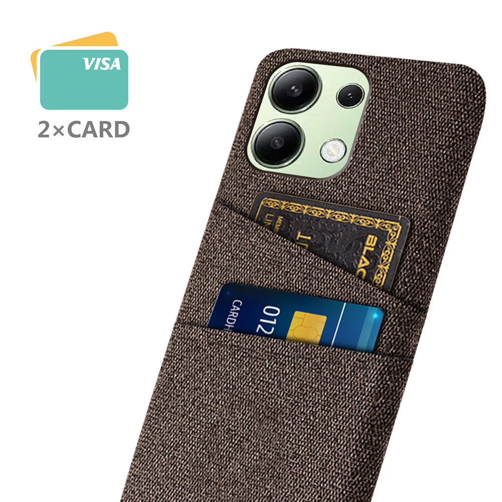 For Xiaomi Redmi Note 13 4G Phone Case Hard Protective Cover with Dual Card Holder - Brown