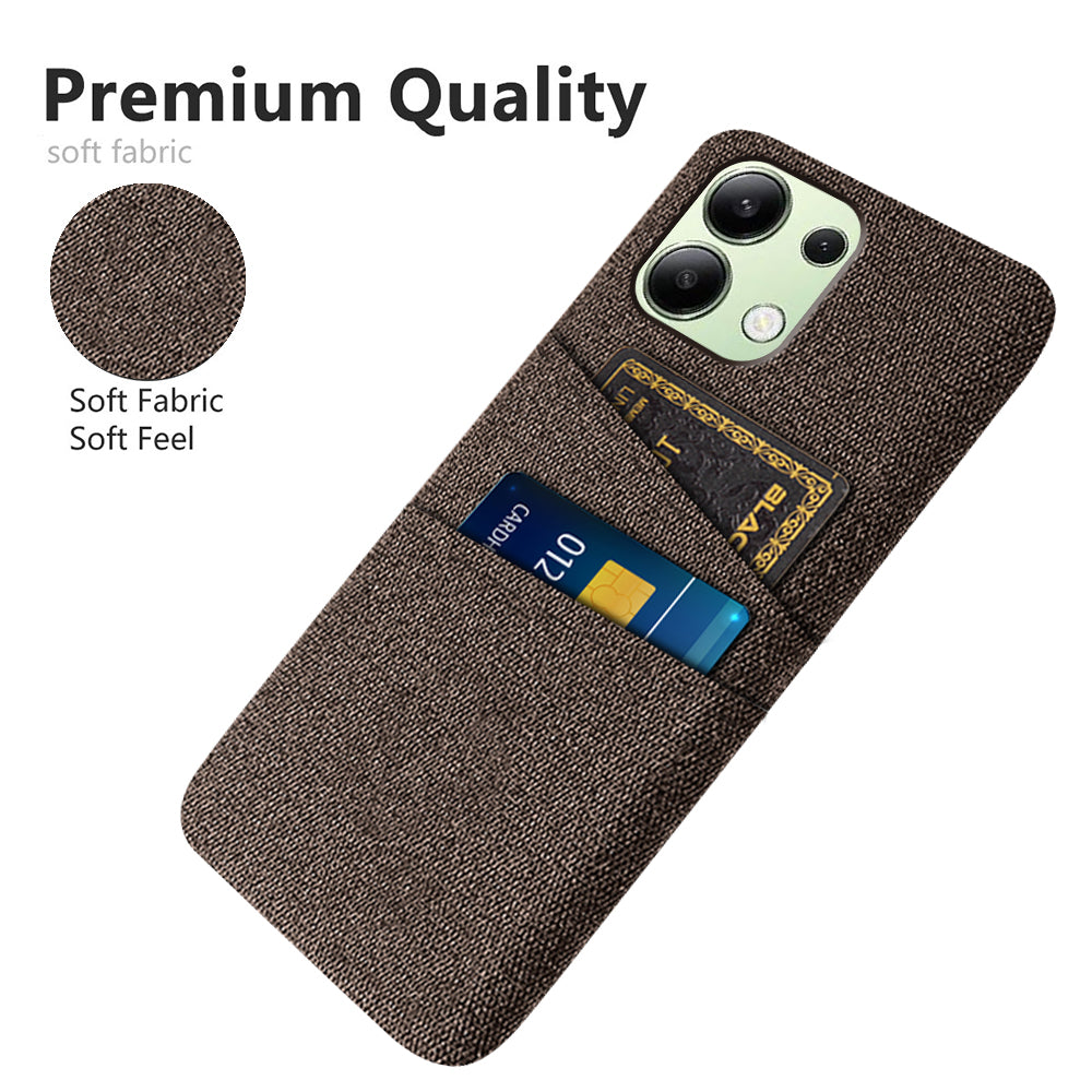 For Xiaomi Redmi Note 13 4G Phone Case Hard Protective Cover with Dual Card Holder - Brown