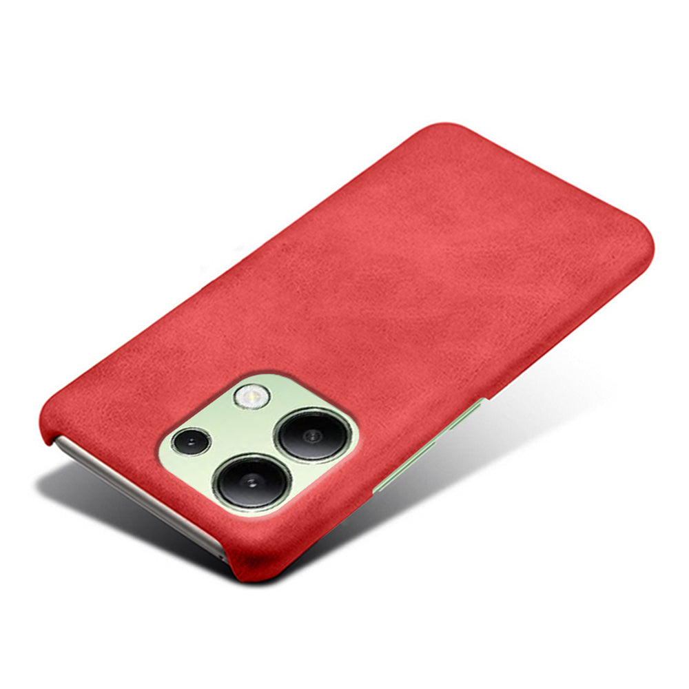 For Xiaomi Redmi Note 13 4G Phone Case Calf Textured Cushion Protective Cover - Red