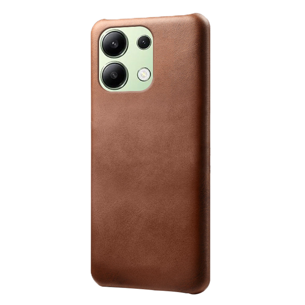 For Xiaomi Redmi Note 13 4G Phone Case Calf Textured Cushion Protective Cover - Brown