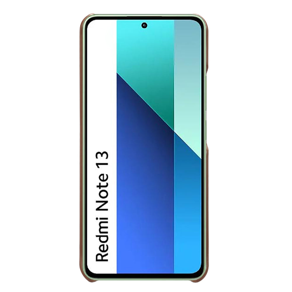 For Xiaomi Redmi Note 13 4G Phone Case Calf Textured Cushion Protective Cover - Brown