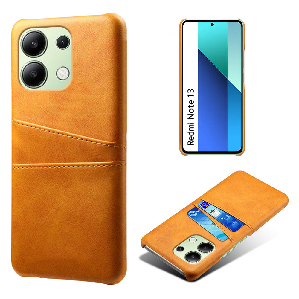 For Xiaomi Redmi Note 13 4G Phone Case Anti-Scratch Shockproof Cover with Card Holder - Orange