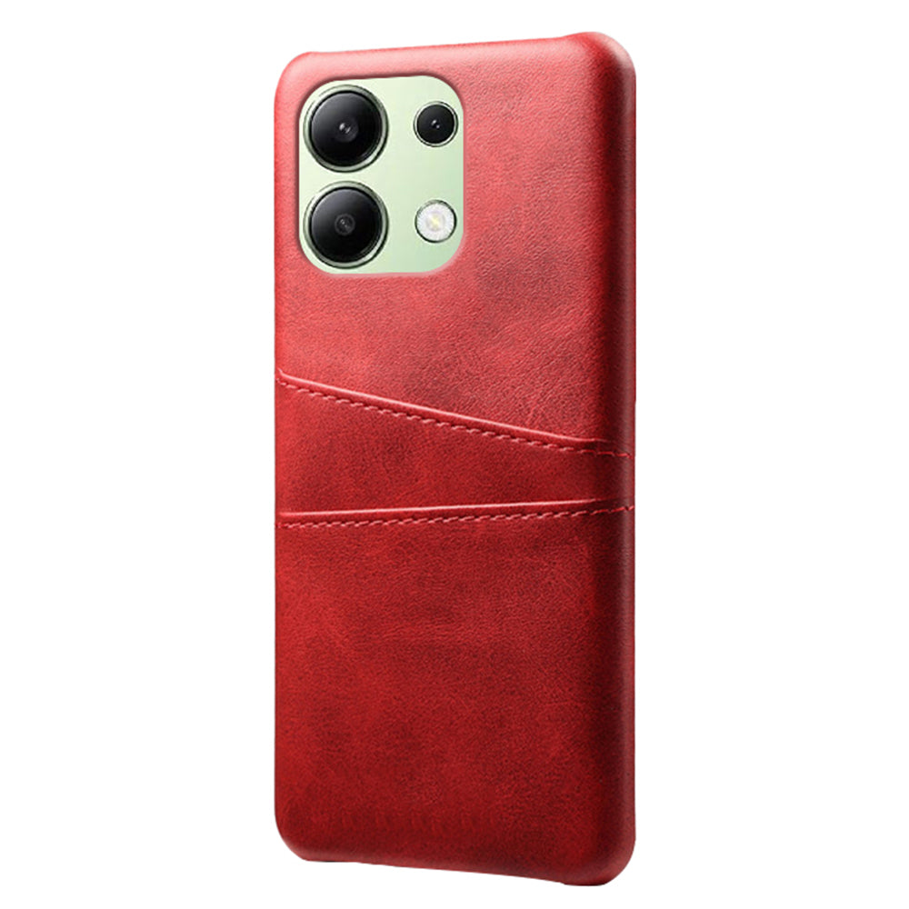 For Xiaomi Redmi Note 13 4G Phone Case Anti-Scratch Shockproof Cover with Card Holder - Red