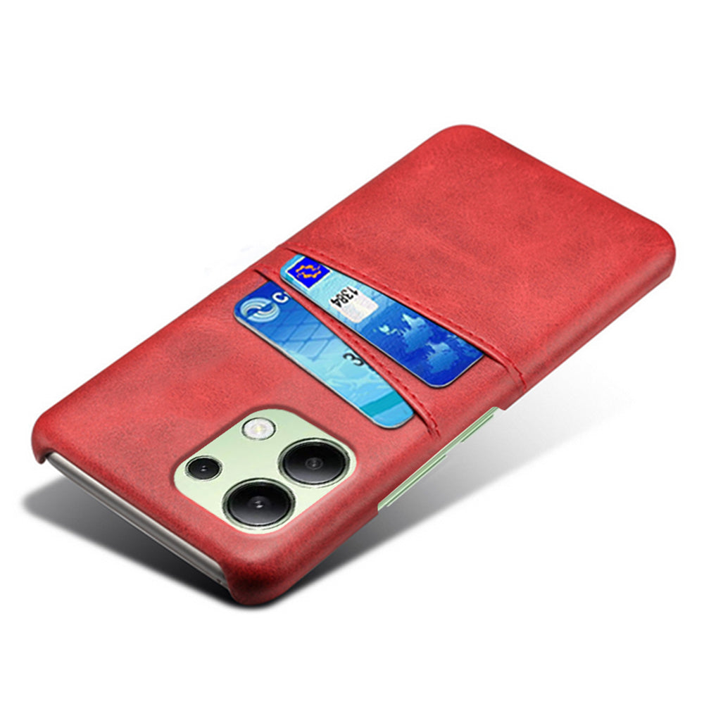 For Xiaomi Redmi Note 13 4G Phone Case Anti-Scratch Shockproof Cover with Card Holder - Red