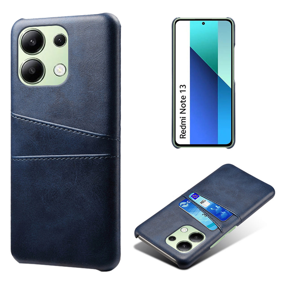 For Xiaomi Redmi Note 13 4G Phone Case Anti-Scratch Shockproof Cover with Card Holder - Blue