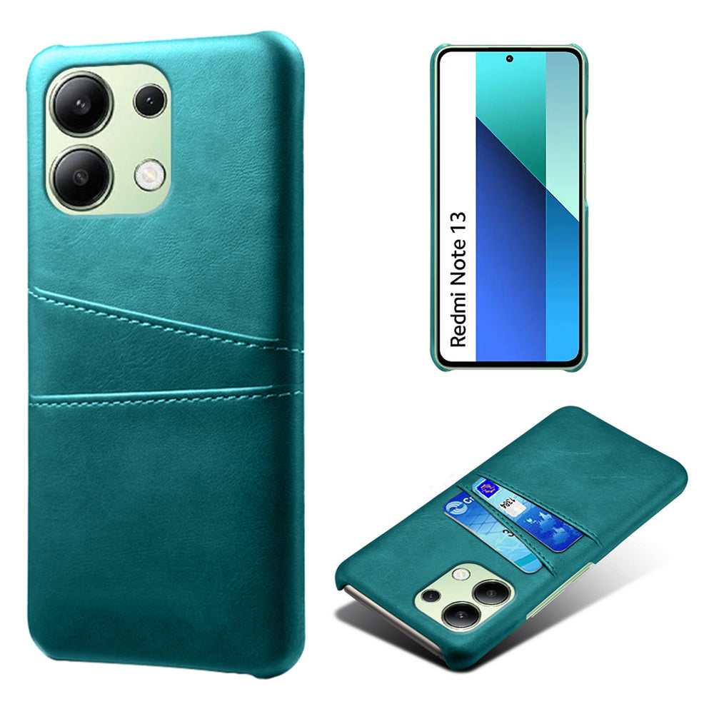 For Xiaomi Redmi Note 13 4G Phone Case Anti-Scratch Shockproof Cover with Card Holder - Green