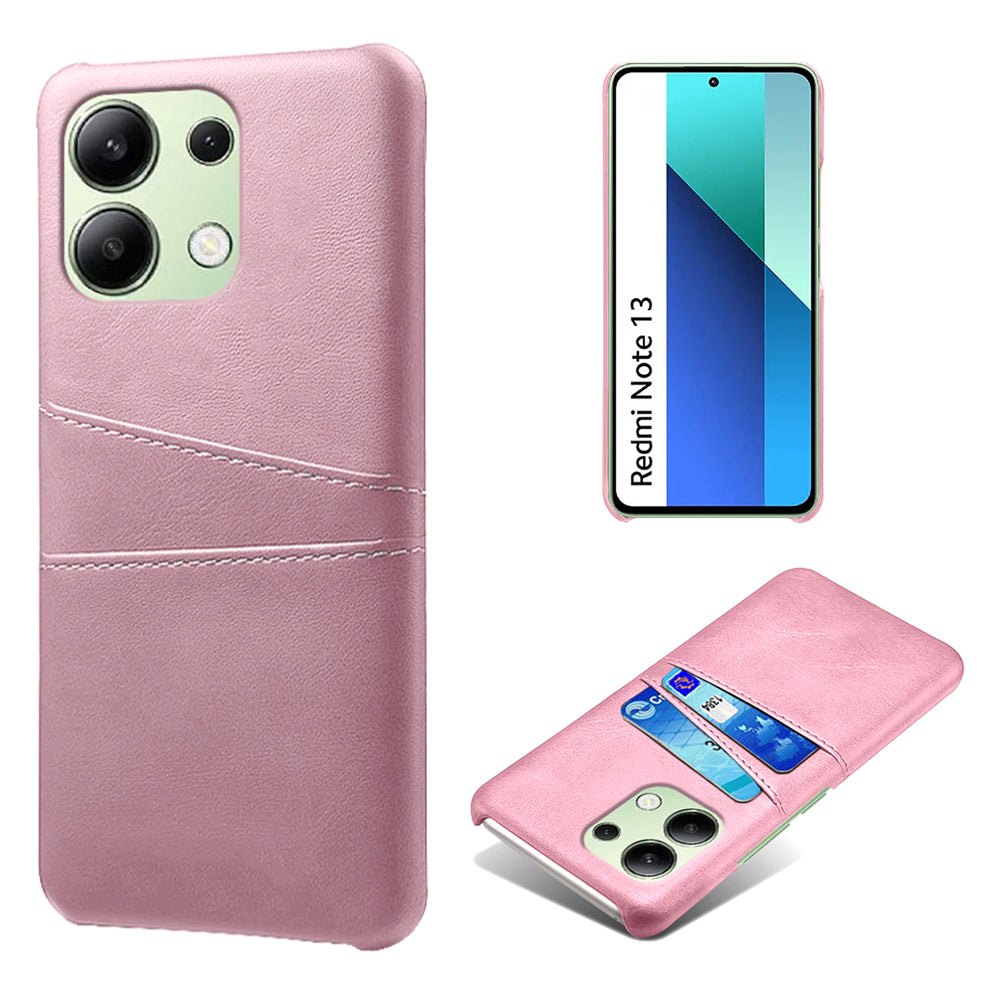 For Xiaomi Redmi Note 13 4G Phone Case Anti-Scratch Shockproof Cover with Card Holder - Rose Gold