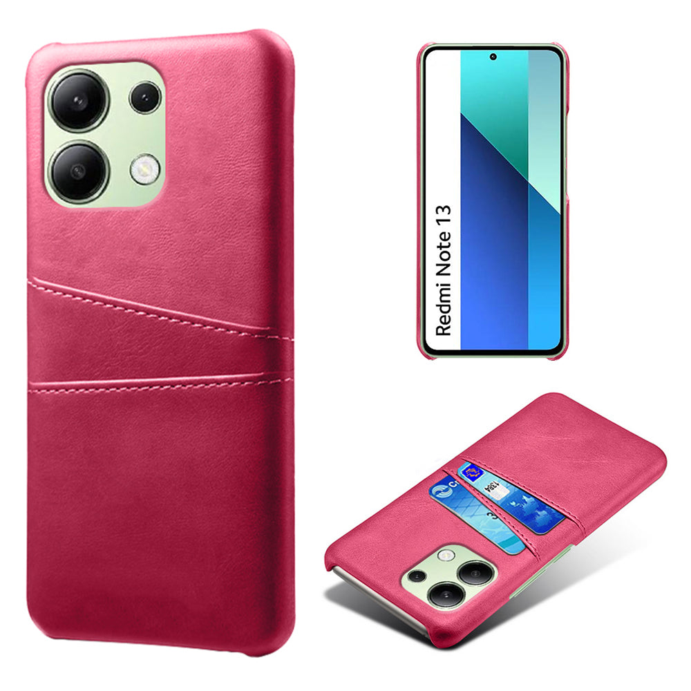 For Xiaomi Redmi Note 13 4G Phone Case Anti-Scratch Shockproof Cover with Card Holder - Rose