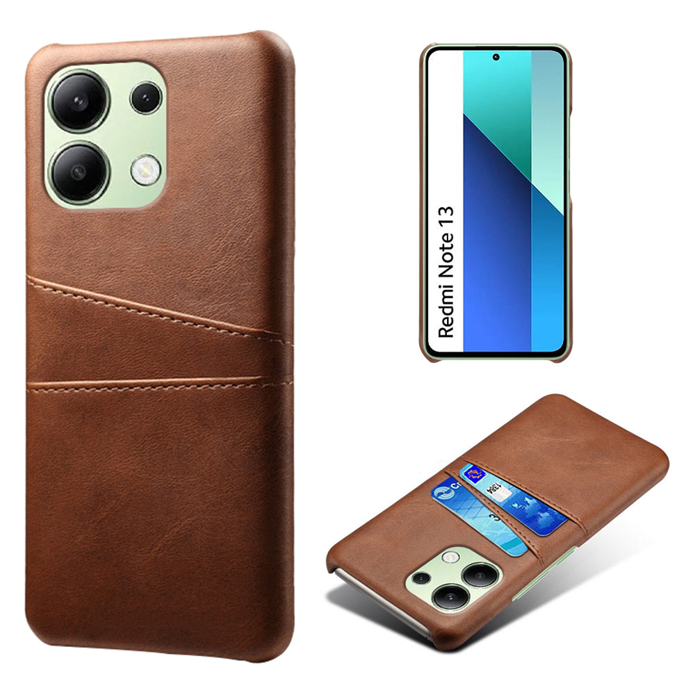For Xiaomi Redmi Note 13 4G Phone Case Anti-Scratch Shockproof Cover with Card Holder - Brown
